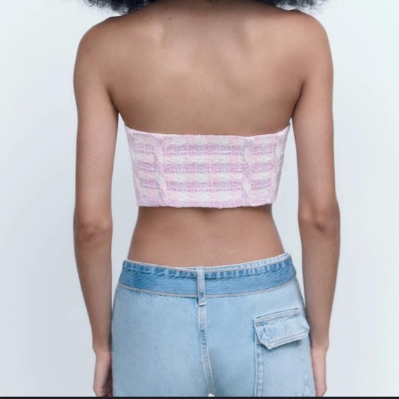 NWT Zara Purple, White, Pink tweed Bustier corset Top - Picture 8 of 8